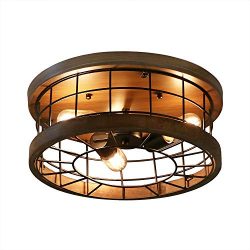 Anmytek Ceiling Light Fixture Rustic Chandelier Excellent Metal Wood Frame Cage Industrial Penda ...