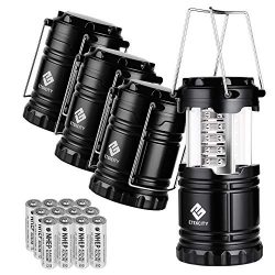 Etekcity 4 Pack LED Camping Lantern Portable Flashlight with 12 AA Batteries – Survival Ki ...