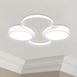 White Round LED Light Ceiling Lamp Chandelier Lighting Fixture 24″ Wide 22″ Deep 2&# ...