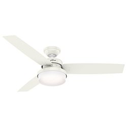 Hunter Indoor Ceiling Fan with LED Light and remote control – Sentinel 52 inch, White, 59169