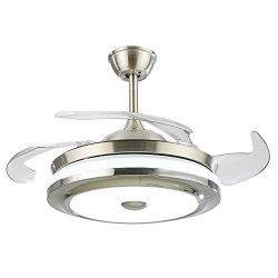 Fandian 42Inch Modern Ceiling Light with Fans Remote Control Retractable Blades for Living Room  ...