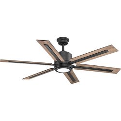 Progress Lighting P2586-7130K Protruding Mount, 6 Toasted Oak/Driftwood Blades Ceiling fan with  ...