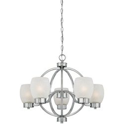 Westinghouse Lighting 6341200 Karah Five-Light Indoor Chandelier, Brushed Nickel Finish with Whi ...