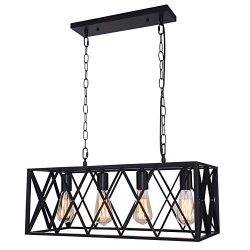 OYIPRO Industrial Kitchen Island Light, 4 Lights Chandelier Farmhouse Hanging Fixture Retro Ceil ...