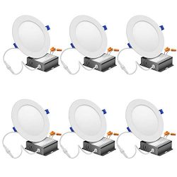 6 Inch LED Slim Recessed Lighting with Junction Box, 15W=120W, 1125LM, Dimmable Wafer Light Fixt ...