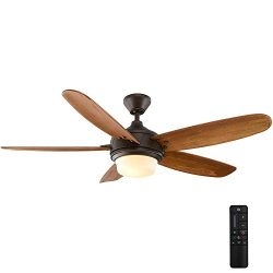 Home Decorators Collection Breezmore 56 in. LED Indoor Mediterranean Bronze Ceiling Fan with Lig ...