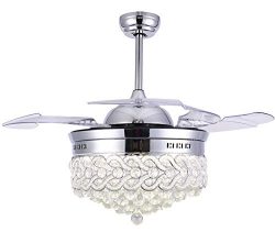 Bella Depot Modern Ceiling Fan Dimmable Chandelier Ceiling Fans with lights – Crystal ceil ...