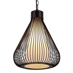 AIDOS Industrial Retro Cage Ceiling Pendant Light, Shades Metal Basket Lamp, Vintage Wire Pendan ...