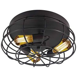 Semi Flush Mount Ceiling Light Fixtures,Industrial Rustic Metal Cage Kitchen Light Fixture for H ...