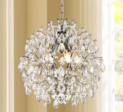 Bestier Modern Pendant Chandelier Crystal Raindrop Lighting Ceiling Light Fixture Lamp for Dinin ...