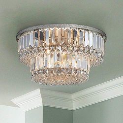 Saint Mossi Chandelier Modern K9 Crystal Raindrop Chandelier Lighting Flush Mount LED Ceiling Li ...