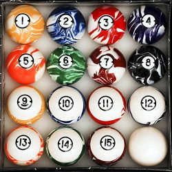 Pool Table Billiard Ball Set, Classic Marble Style