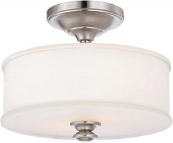 Minka Lavery Semi Flush Mount Ceiling Light 4172-84, Harbour Point Round Glass Lighting Fixture, ...