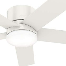 Hunter Fan 52 inch Low Profile Fresh White Indoor Ceiling Fan with Light Kit and Remote Control  ...