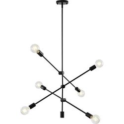 Sputnik Light Fixture Mobile Chandelier 6 Lights Modern Pendant Lighting Black Finish Contempora ...