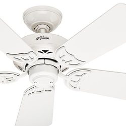 Hunter Fan 42 inch White Finish Ceiling Fan with 5 Reversible Light Oak/White Blades (Renewed)