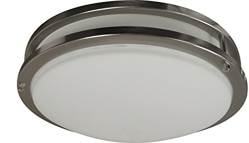 LED Decorative Brushed Nickel Round Ceiling Flush Mount Fixture 3000K (10″ LED)