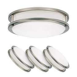 LUXTER (4 Pack) 12″ Flush Mount Ceiling Light, Modern Flushmount Light, Dimmable, Round 20 ...