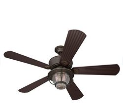 Merrimack 52-in Antique Bronze Outdoor Downrod or Flush Mount Ceiling Fan with Light Kit and Rem ...