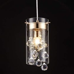 Tayanuc Gold Crystal Ceiling Pendant Light Fixture, Hanging Pendant Chandelier for Kitchen Islan ...