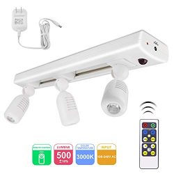 BIGLIGHT LED Track Light Kit, Dimmable Accent Lighting with 3 Rotatable Heads, Remote Controlled ...