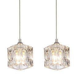 COTULIN Set of 2 Modern Living Room Dining Room Bedroom Crystal Pendant Light,Pendant Light Fixt ...