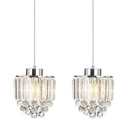 COTULIN Set of 2 Polished Decorative Crystal Chandelier Pendant Light,Pendant Lighting Fixture C ...