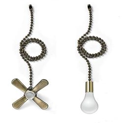 Ceiling Fan Pull Chain, 13.6 Inch Retro Fan Pulls Set with Connector, 2 pcs 3mm Diameter Beaded  ...