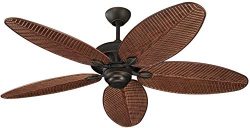 Monte Carlo 5CU52RB Cruise Tropical 52″ Outdoor Ceiling Fan, 5 ABS Palm Leaf Blades, Roman ...