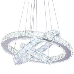 Dixun LED Modern Crystal Chandeliers 3 rings LED Ceiling Lighting Fixture Adjustable Stainless S ...