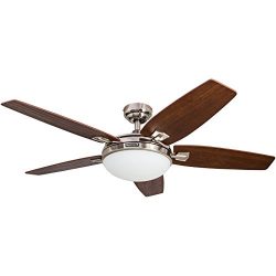 Honeywell Carmel 48-Inch Ceiling Fan with Integrated Light Kit and Remote Control, Five Reversib ...