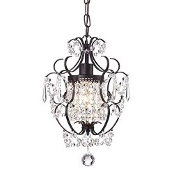 Edvivi Amorette 1-Light Antique Bronze Finish Mini Pendant Chandelier Wrought Iron Ceiling Fixtu ...