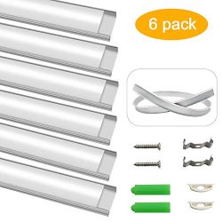 inShareplus Bendable LED Aluminum Channel System, U Shape, Silver Color, with Milk White Cover,  ...