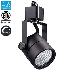 LED Track Light Head Black Finish Round CRI90+, 3000K Warm White Dimmable, 8W (60W Equiv.) 600LM ...