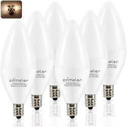 LED Candelabra Light Bulbs E12 Small Base 2700K Non-Dimmable C37 Candle Shape PC Cover Chandelie ...