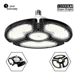 LED Garage Lights, 80W Deformable LED Garage Ceiling Lights 12000 LM CRI 80 Led Shop Lights for  ...