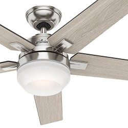 Hunter 54″ Contemporary Indoor Ceiling Fan with Light Kit and Remote Control (Renewed), Br ...