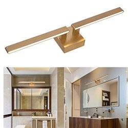 22W Bathroom Vanity Lights Satin Brass,2700K 1500LM Warm White Linear LED Vanity Mirror Light Ma ...