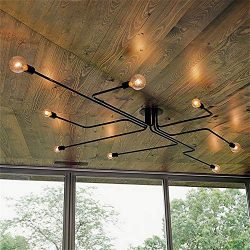 SUSUO Lighting Edison Style Simplicity Close to Ceiling Chandelier Wrought Iron Flushmount Linea ...