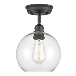 WILDSOUL 60011OB Globe Semi Flush Mount Light, LED Compatible Contemporary Modern Clear Glass Ki ...