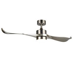 CO-Z 52-Inch Ceiling Fan Brushed Nickel Finish with 2 Silver ABS Blades and White Glass 15W LED  ...