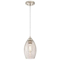 Westinghouse Lighting 6105700 One-Light Indoor Mini Pendant, Brushed Nickel Finish with Clear Cr ...