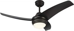 NOMA Ceiling Fan with Light | Dimmable with Remote | Black Finish Blades and Opal Glass Light Sh ...