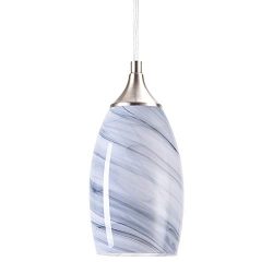 SUNPIN Hanging Pendant Lighting, Handcrafted Marble Glass Oval Art Shade Hanging Light, Brushed  ...