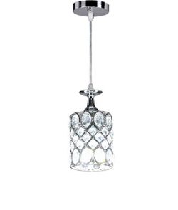 New Legend Lighting 1-light Chrome Finish Metal Shade Crystal Chandelier Hanging Pendant Ceiling ...