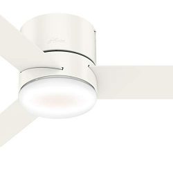 Hunter Fan 44 inch Low Profile Fresh White Indoor Ceiling Fan with Light Kit and Remote Control  ...