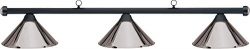 Hj Scott Billiard Table Light with Matte Black Bar and 3 Gunmetal Plated Metal Shades, 55-Inch