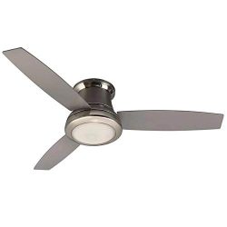 Harbor Breeze Sail Stream 52-in Brushed Nickel LED Indoor Flush mount Ceiling Fan with Light and ...