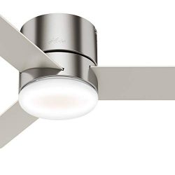 Hunter Fan 44 inch Low Profile Brushed Nickel Indoor Ceiling Fan with Light Kit and Remote Contr ...