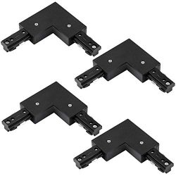 Hyperikon Black H Track Lighting Connector, L Connector, Single Circuit 3-Wire Track Lighting Co ...